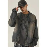 Threebooy Small niche retro washed vintage denim jacket men's spring autumn clothing new loose casual jacket for men's top